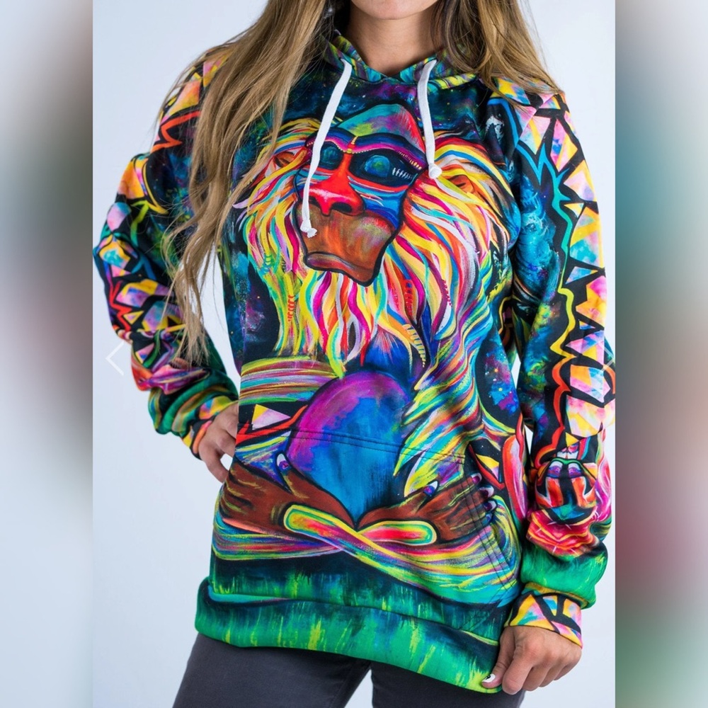 Electro Threads  - Meditating Rafiki Monkey Hoodie - L